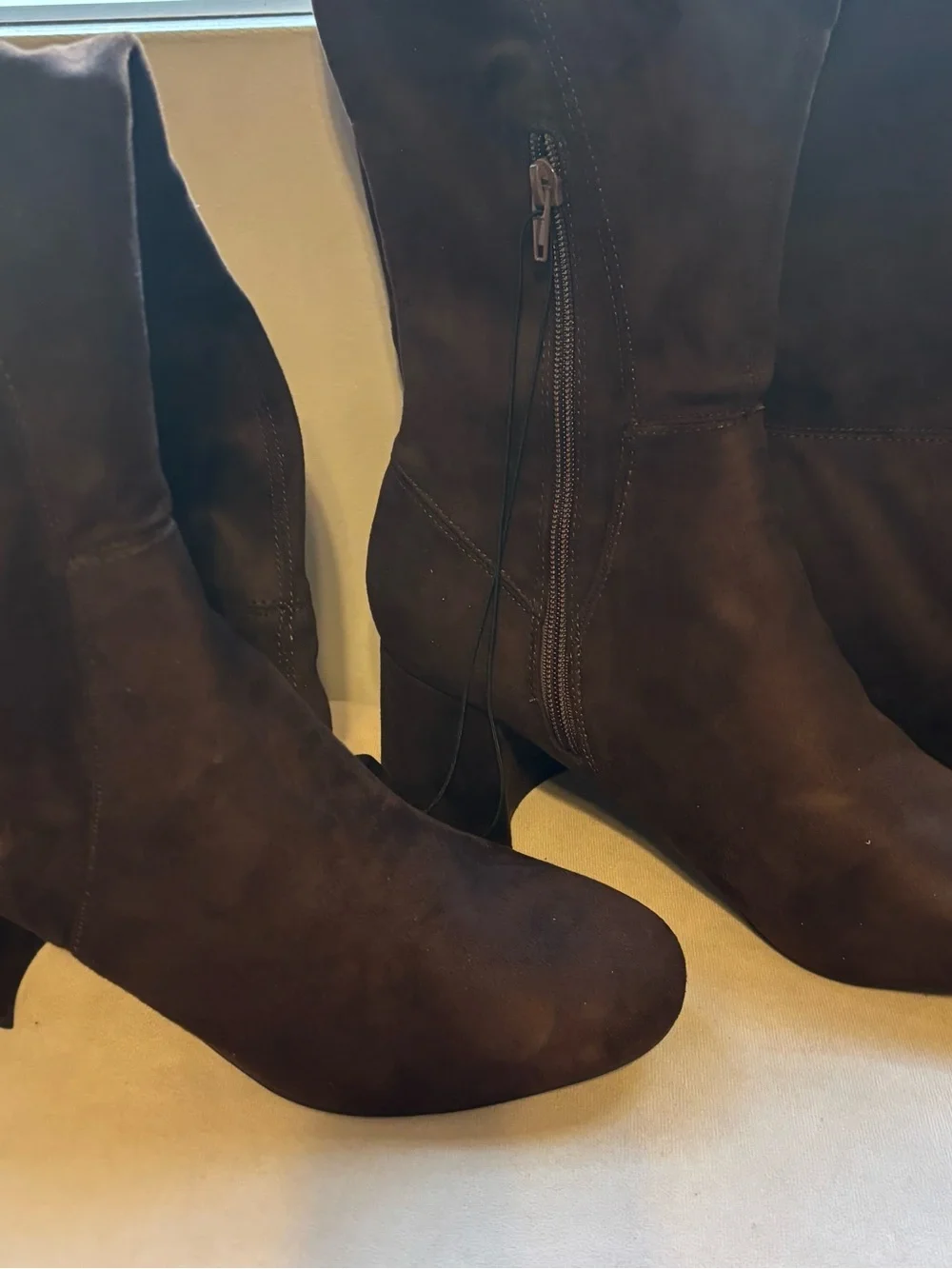 Liz Claiborne Dark Brown Over-the-Knee Suede Block Heel Boots